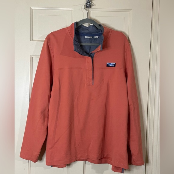 LL Bean Women's Pullover Sweatshirt Size XL Orange Chambray 100% Cotton Colorful - Picture 8 of 8